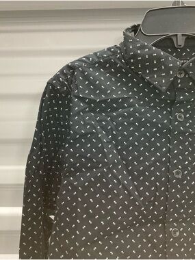Kenneth Cole Black Shirt with Small White Micro-Dot Print